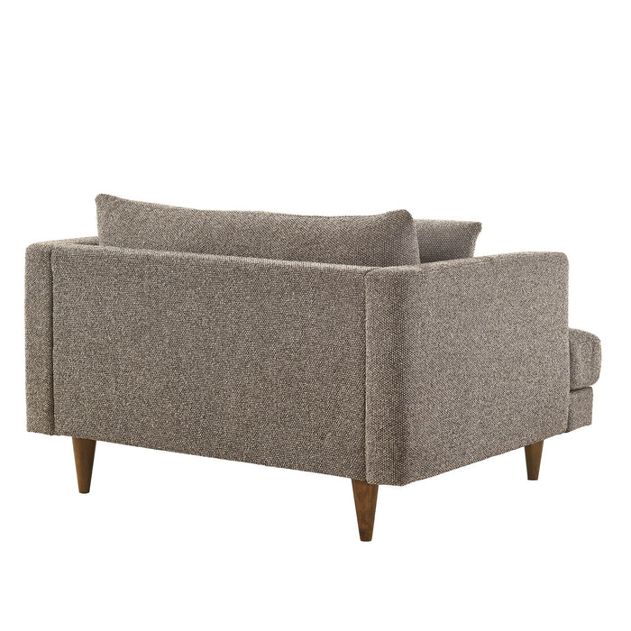 Modway Zoya Down Filled Overstuffed Boucle Chair-and-a-Half in Earth - angled view