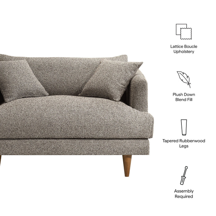 Modway Zoya Down Filled Overstuffed Boucle Chair-and-a-Half in Earth - dimensions and specifications