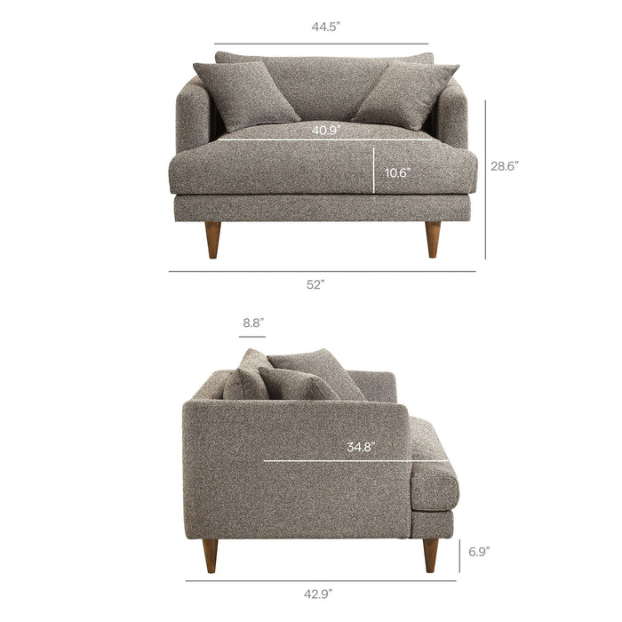 Modway Zoya Down Filled Overstuffed Boucle Chair-and-a-Half in Earth - dimensions and specifications 25