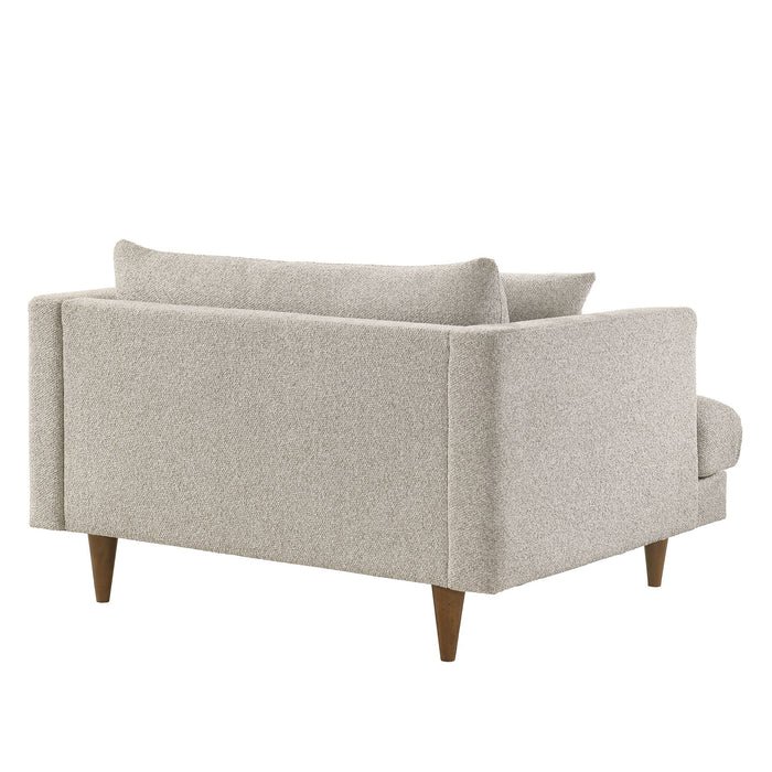 Modway Zoya Down Filled Overstuffed Boucle Chair-and-a-Half in Fog - angled view