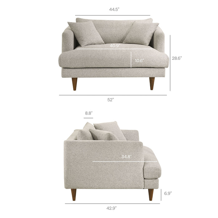 Modway Zoya Down Filled Overstuffed Boucle Chair-and-a-Half in Fog - dimensions and specifications 23