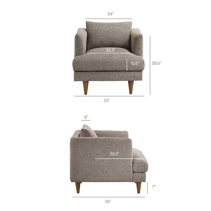 Modway Zoya Down Filled Overstuffed Boucle Armchair in Earth - dimensions and specifications 25