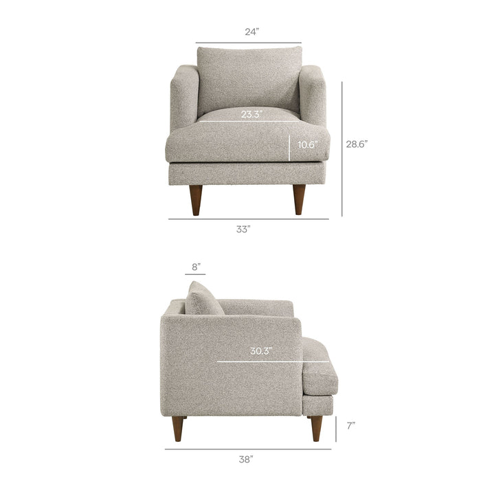 Modway Zoya Down Filled Overstuffed Boucle Armchair in Fog - dimensions and specifications 23