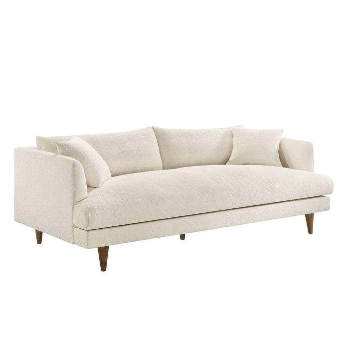 Modway Zoya Down Filled Overstuffed Boucle Sofa in Cream - front view