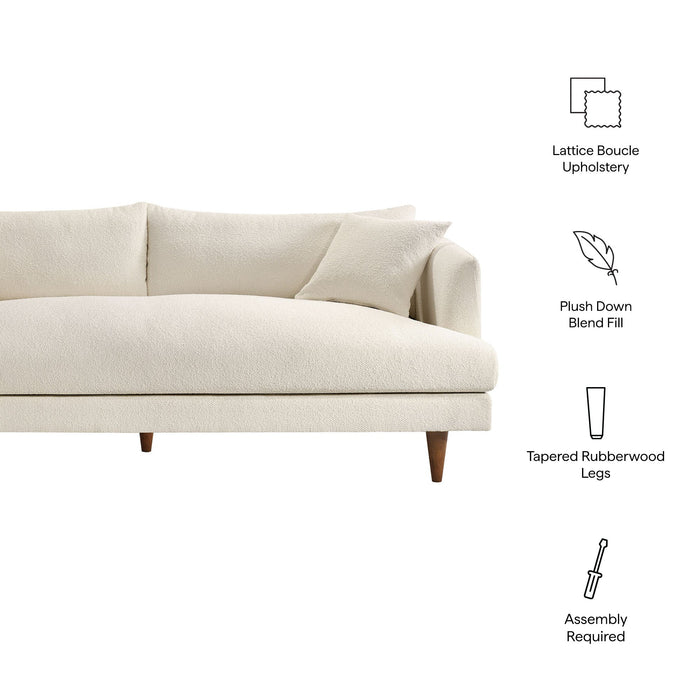 Modway Zoya Down Filled Overstuffed Boucle Sofa in Cream - dimensions and specifications