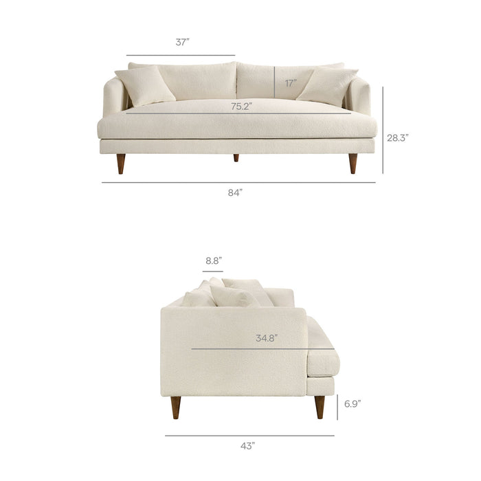 Modway Zoya Down Filled Overstuffed Boucle Sofa in Cream - dimensions and specifications 27