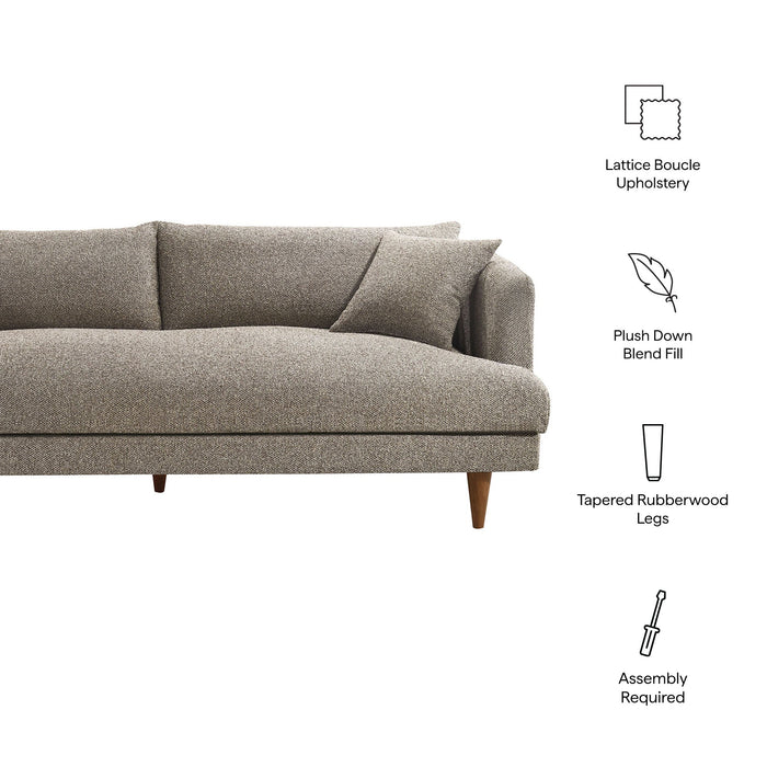 Modway Zoya Down Filled Overstuffed Boucle Sofa in Earth - dimensions and specifications