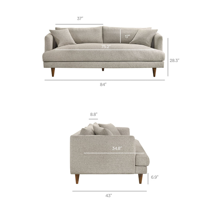 Modway Zoya Down Filled Overstuffed Boucle Sofa in Fog - dimensions and specifications 23