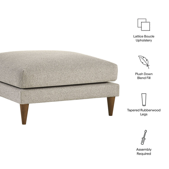 Modway Zoya Down Filled Overstuffed Boucle Ottoman in Fog - dimensions and specifications