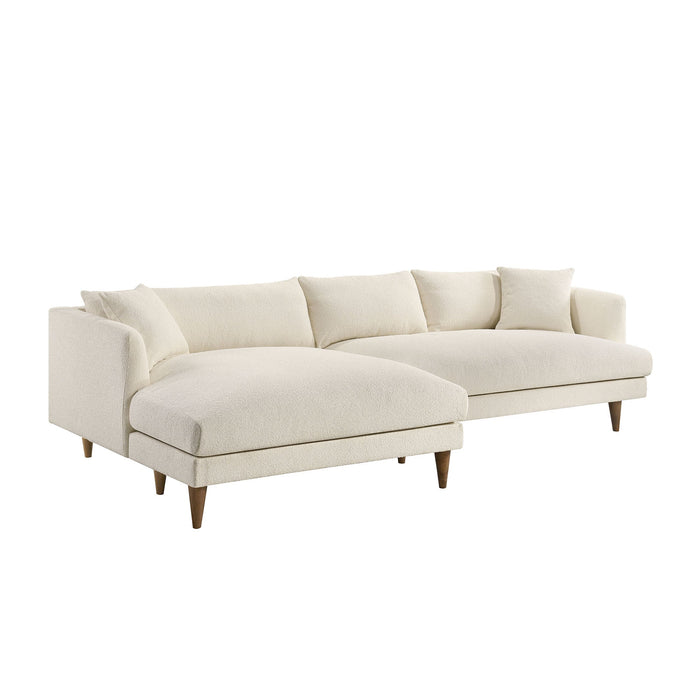 Modway Zoya Left-Facing Down Filled Overstuffed Boucle Sectional Sofa in Cream - front view