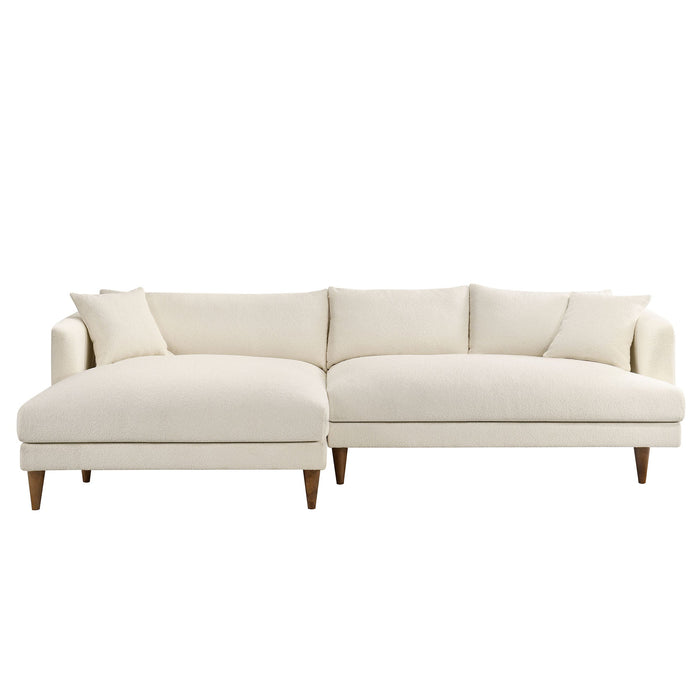 Modway Zoya Left-Facing Down Filled Overstuffed Boucle Sectional Sofa in Cream - angled view