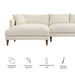 Modway Zoya Left-Facing Down Filled Overstuffed Boucle Sectional Sofa in Cream - dimensions and specifications