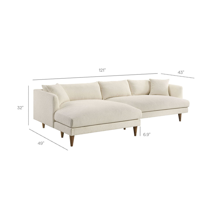 Modway Zoya Left-Facing Down Filled Overstuffed Boucle Sectional Sofa in Cream - dimensions and specifications 16