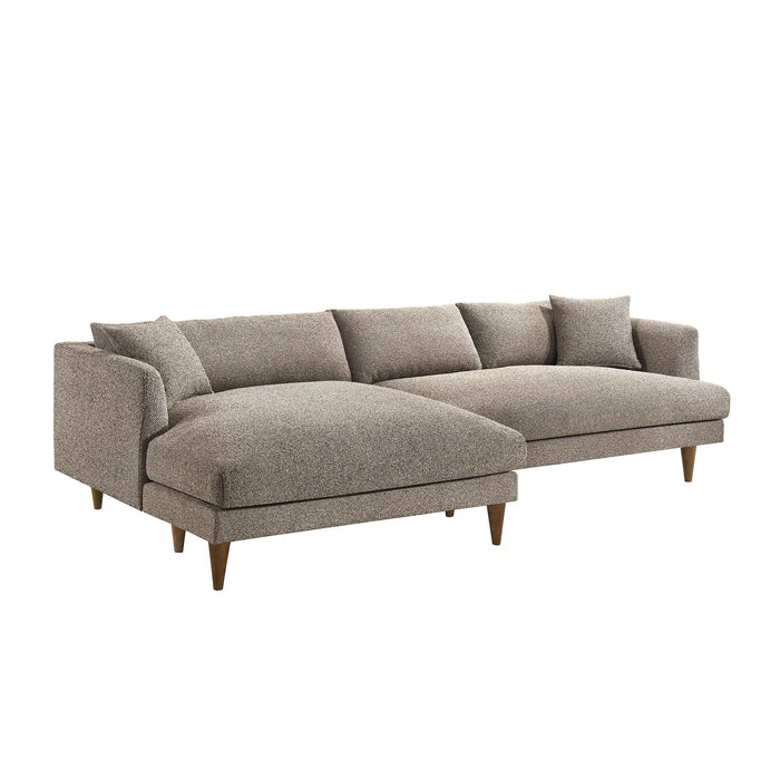 Modway Zoya Left-Facing Down Filled Overstuffed Boucle Sectional Sofa in Earth - front view