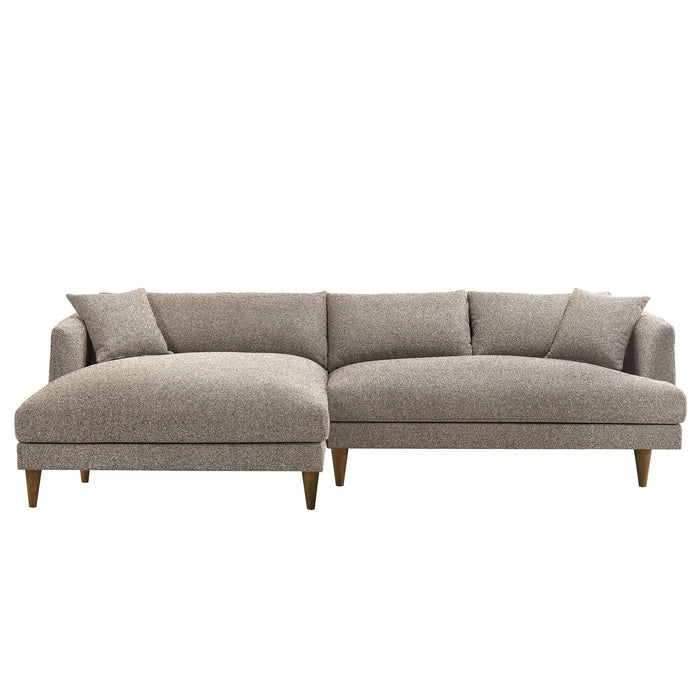 Modway Zoya Left-Facing Down Filled Overstuffed Boucle Sectional Sofa in Earth - angled view