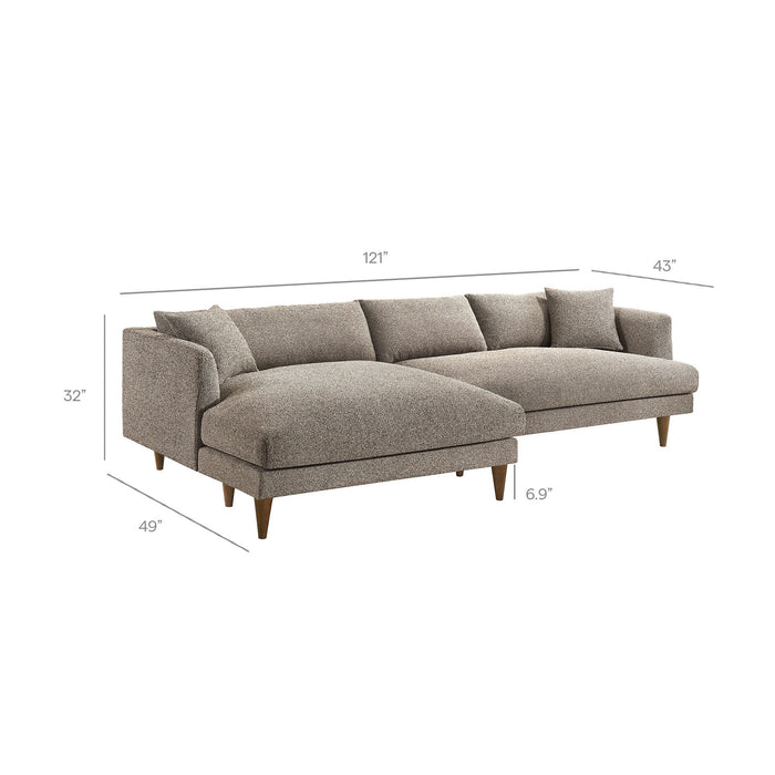 Modway Zoya Left-Facing Down Filled Overstuffed Boucle Sectional Sofa in Earth - dimensions and specifications 18