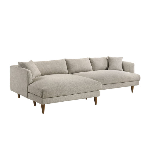 Modway Zoya Left-Facing Down Filled Overstuffed Boucle Sectional Sofa in Fog - front view