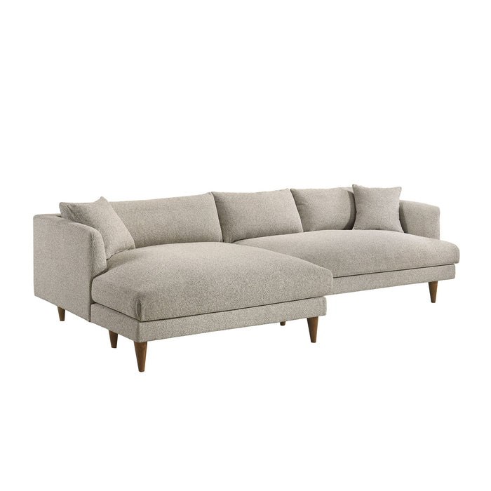 Modway Zoya Left-Facing Down Filled Overstuffed Boucle Sectional Sofa in Fog - front view