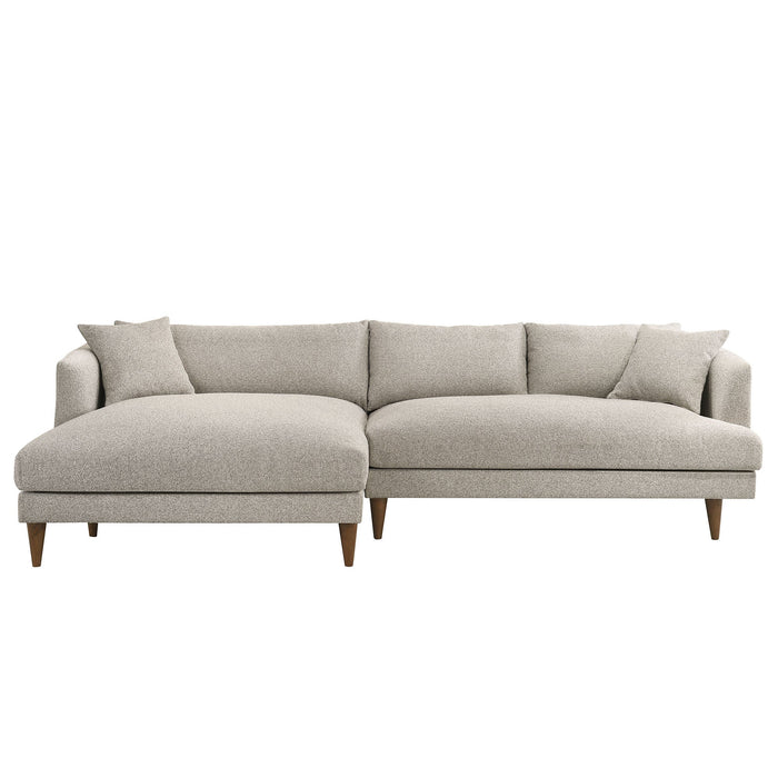 Modway Zoya Left-Facing Down Filled Overstuffed Boucle Sectional Sofa in Fog - angled view