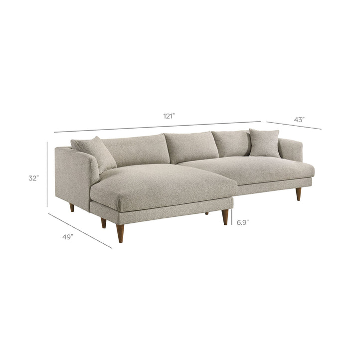 Modway Zoya Left-Facing Down Filled Overstuffed Boucle Sectional Sofa in Fog - dimensions and specifications 14
