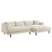 Modway Zoya Right-Facing Down Filled Overstuffed Boucle Sectional Sofa in Cream - front view