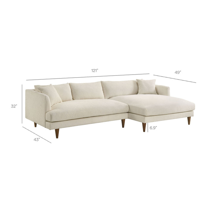 Modway Zoya Right-Facing Down Filled Overstuffed Boucle Sectional Sofa in Cream - dimensions and specifications 16