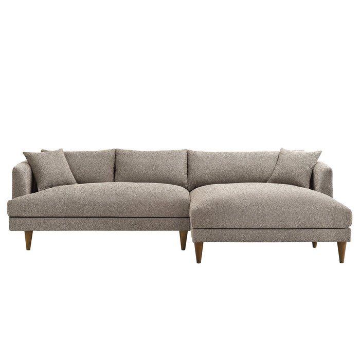 Modway Zoya Right-Facing Down Filled Overstuffed Boucle Sectional Sofa in Earth - angled view