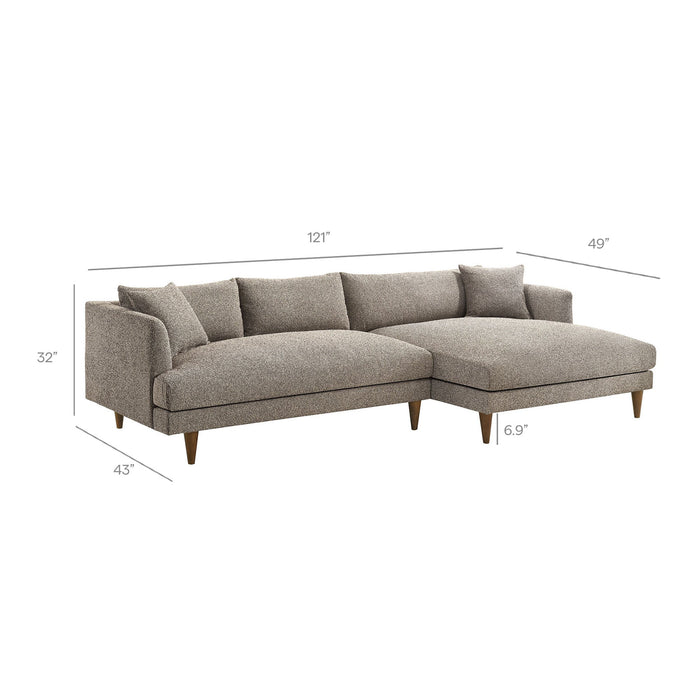 Modway Zoya Right-Facing Down Filled Overstuffed Boucle Sectional Sofa in Earth - dimensions and specifications 18