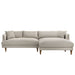 Modway Zoya Right-Facing Down Filled Overstuffed Boucle Sectional Sofa in Fog - angled view
