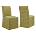 Modway Aster Linen Cotton Blend Slipcovered Dining Chairs Set of 2 in Artichoke Windowpane Check - front view