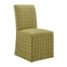Modway Aster Linen Cotton Blend Slipcovered Dining Chairs Set of 2 in Artichoke Windowpane Check - angled view