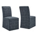 Modway Aster Linen Cotton Blend Slipcovered Dining Chairs Set of 2 in Denim Windowpane Check - front view