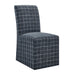 Modway Aster Linen Cotton Blend Slipcovered Dining Chairs Set of 2 in Denim Windowpane Check - angled view