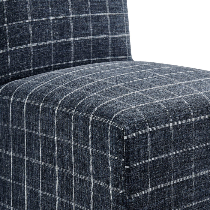 Modway Aster Linen Cotton Blend Slipcovered Dining Chairs Set of 2 in Denim Windowpane Check - lifestyle view 17