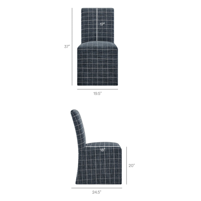 Modway Aster Linen Cotton Blend Slipcovered Dining Chairs Set of 2 in Denim Windowpane Check - dimensions and specifications 31