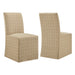 Modway Aster Linen Cotton Blend Slipcovered Dining Chairs Set of 2 in Hemp Windowpane Check - front view