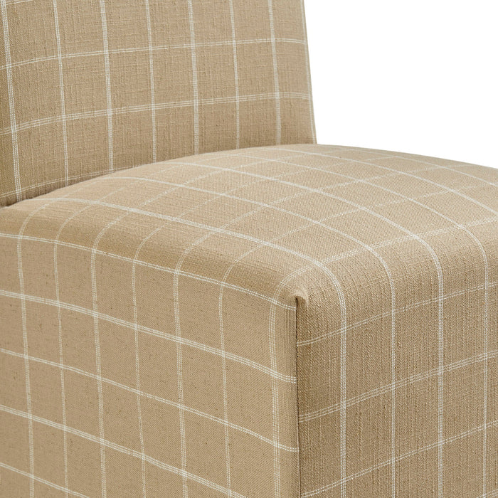 Modway Aster Linen Cotton Blend Slipcovered Dining Chairs Set of 2 in Hemp Windowpane Check - lifestyle view 16
