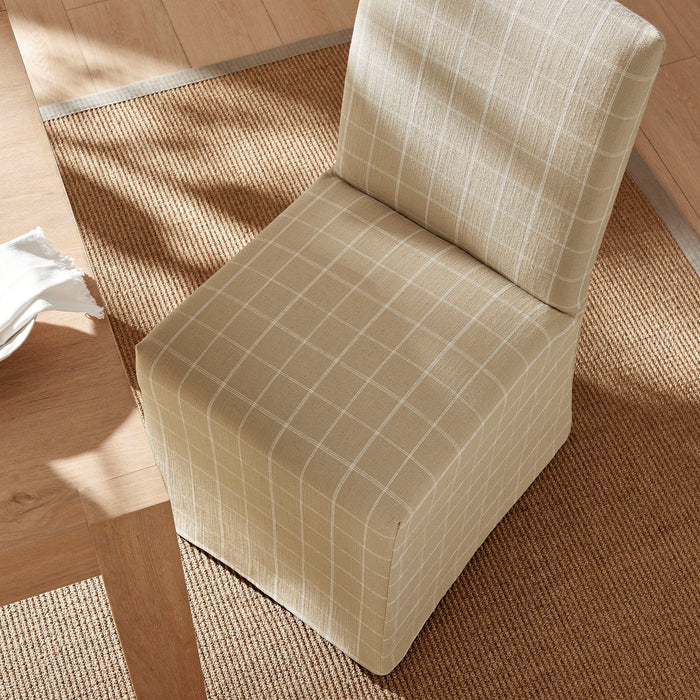 Modway Aster Linen Cotton Blend Slipcovered Dining Chairs Set of 2 in Hemp Windowpane Check - lifestyle view 22