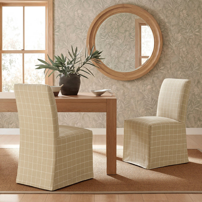 Modway Aster Linen Cotton Blend Slipcovered Dining Chairs Set of 2 in Hemp Windowpane Check - lifestyle view 25