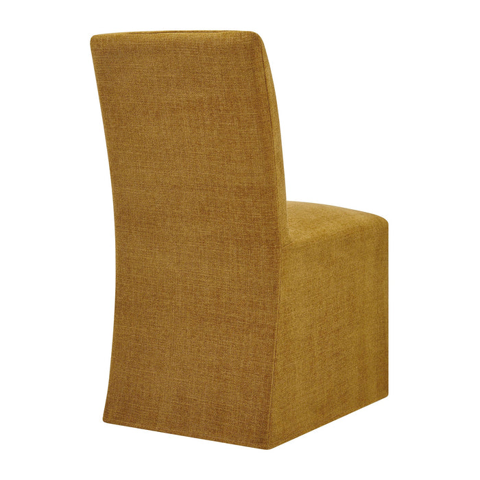 Modway Aster Slub Weave Fabric Slipcovered Dining Chairs Set of 2 in Copper - detail view