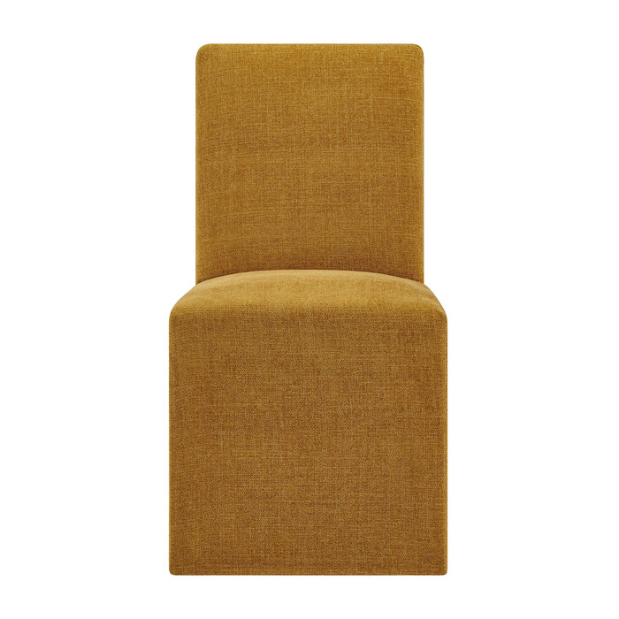 Modway Aster Slub Weave Fabric Slipcovered Dining Chairs Set of 2 in Copper - lifestyle view