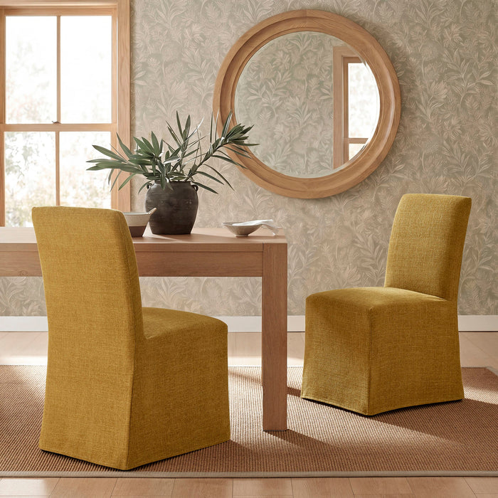 Modway Aster Slub Weave Fabric Slipcovered Dining Chairs Set of 2 in Copper - lifestyle view 44