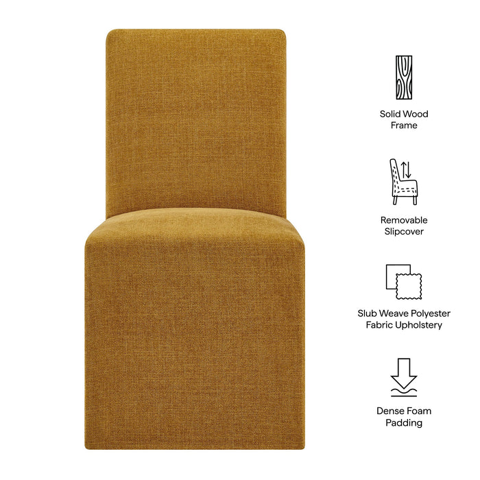 Modway Aster Slub Weave Fabric Slipcovered Dining Chairs Set of 2 in Copper - dimensions and specifications