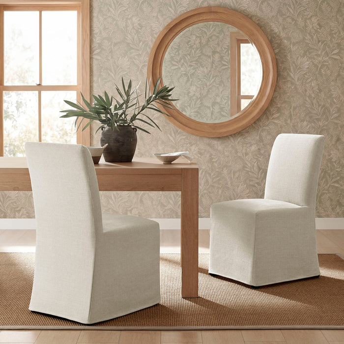 Modway Aster Slub Weave Fabric Slipcovered Dining Chairs Set of 2 in Ecru - lifestyle view 45
