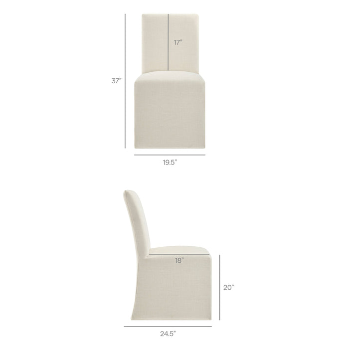 Modway Aster Slub Weave Fabric Slipcovered Dining Chairs Set of 2 in Ecru - dimensions and specifications 55