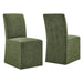Modway Aster Slub Weave Fabric Slipcovered Dining Chairs Set of 2 in Foliage - front view