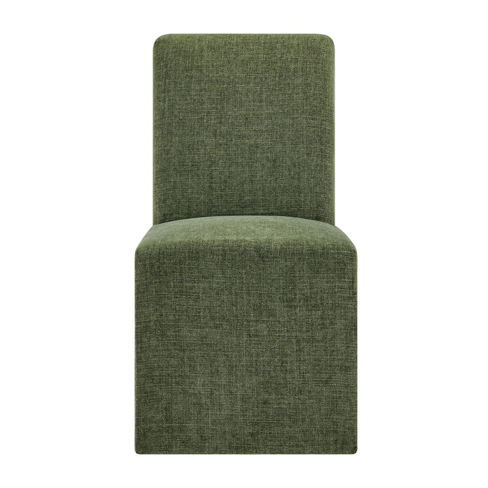 Modway Aster Slub Weave Fabric Slipcovered Dining Chairs Set of 2 in Foliage - lifestyle view