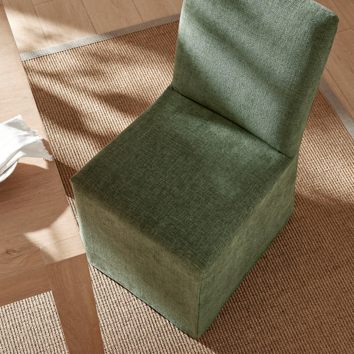 Modway Aster Slub Weave Fabric Slipcovered Dining Chairs Set of 2 in Foliage - lifestyle view 32