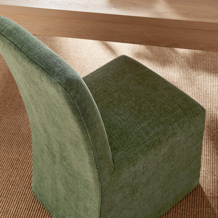 Modway Aster Slub Weave Fabric Slipcovered Dining Chairs Set of 2 in Foliage - lifestyle view 37