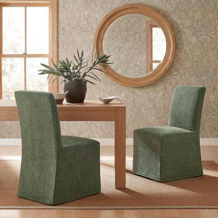 Modway Aster Slub Weave Fabric Slipcovered Dining Chairs Set of 2 in Foliage - lifestyle view 42